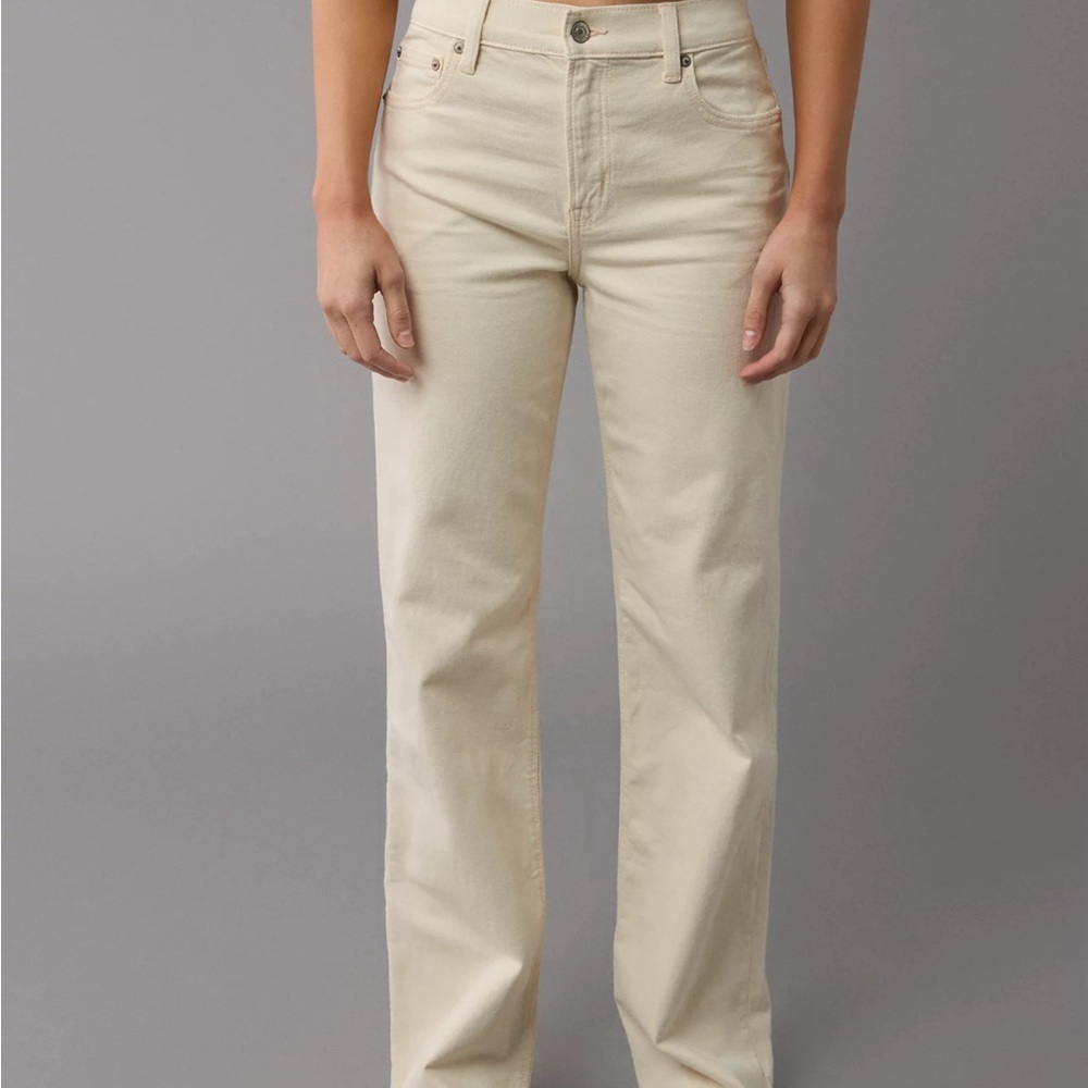 American eagle stovepipe stretch pants ecru size 8 NWT